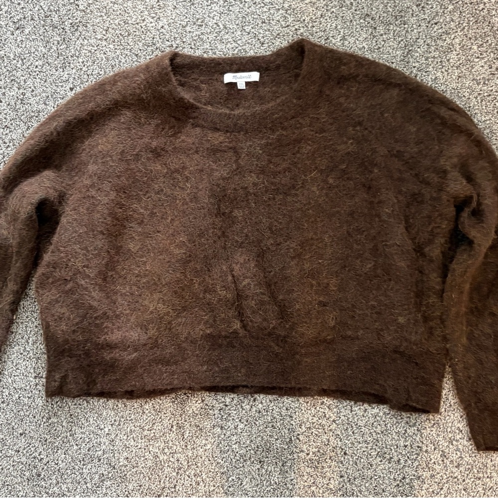 Madewell Chocolate Brown Fuzzy Crewneck Sweater
